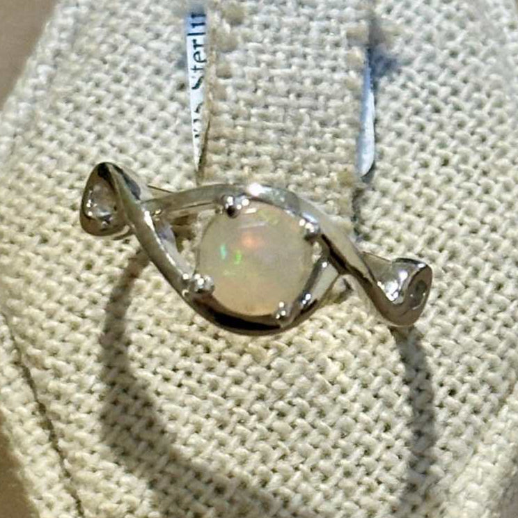 Ethiopian Opal Round Infinity-Twist Ring – Sterling Silver – Size 8 | Rings | Wiccan Center