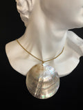 Natural Abalone Shell Pendant Necklace – Gold O-Shape Chain Elegance - Back in Stock! | | Wiccan Center