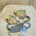 Ethiopian Opal Twin-Pear Bypass Ring – Sterling Silver – Size 7 | Rings | Wiccan Center