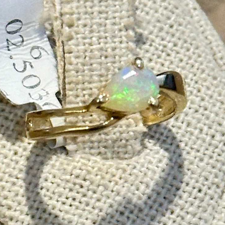 Ethiopian Opal Pear Twist-Band Ring – Gold Filled – Size 6 | Rings | Wiccan Center
