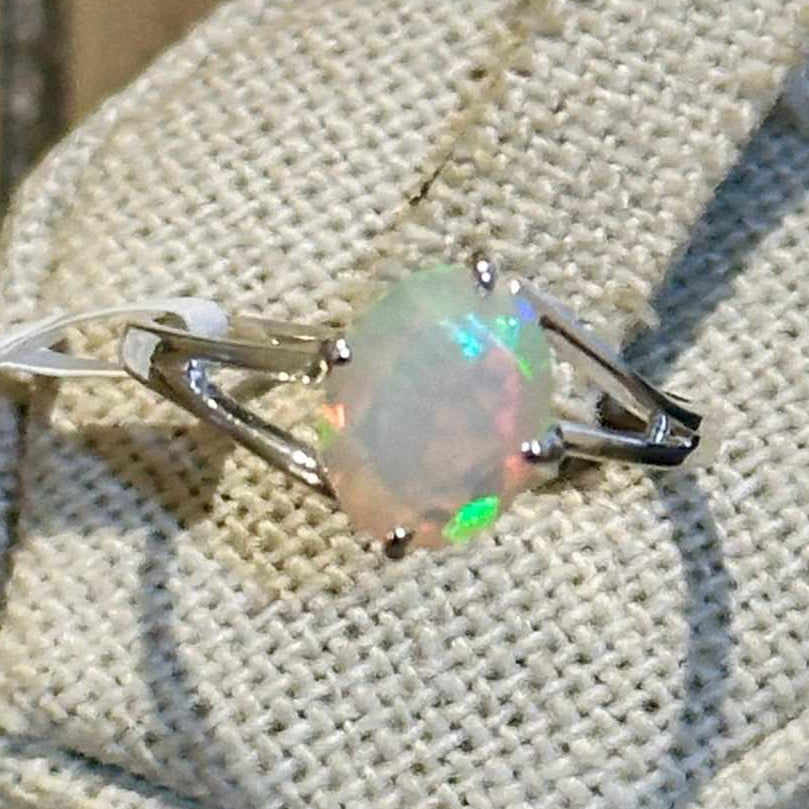 Ethiopian Opal Oval Duo-Set Rings – Sterling Silver – Size 8 & 9 | Rings | Wiccan Center