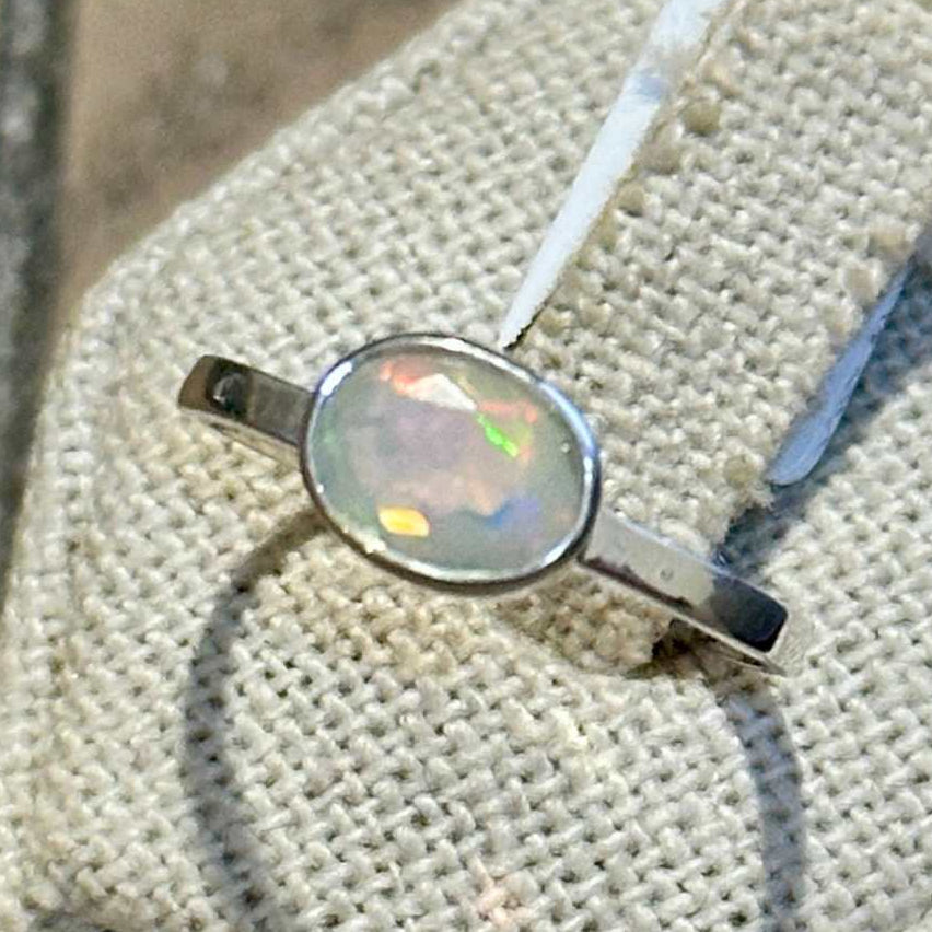 Ethiopian Opal Oval Duo-Set Rings – Sterling Silver – Size 8 & 9 | Rings | Wiccan Center