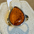 Natural Amber Teardrop Ring – Sterling Silver – Sizes 6, 7, 8, 9 | Rings | Wiccan Center