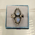 Sterling Silver Double Teardrop Celestial Moonstone Ring - Size 5- Mystical, Protective & Awakening | Rings | Wiccan Center