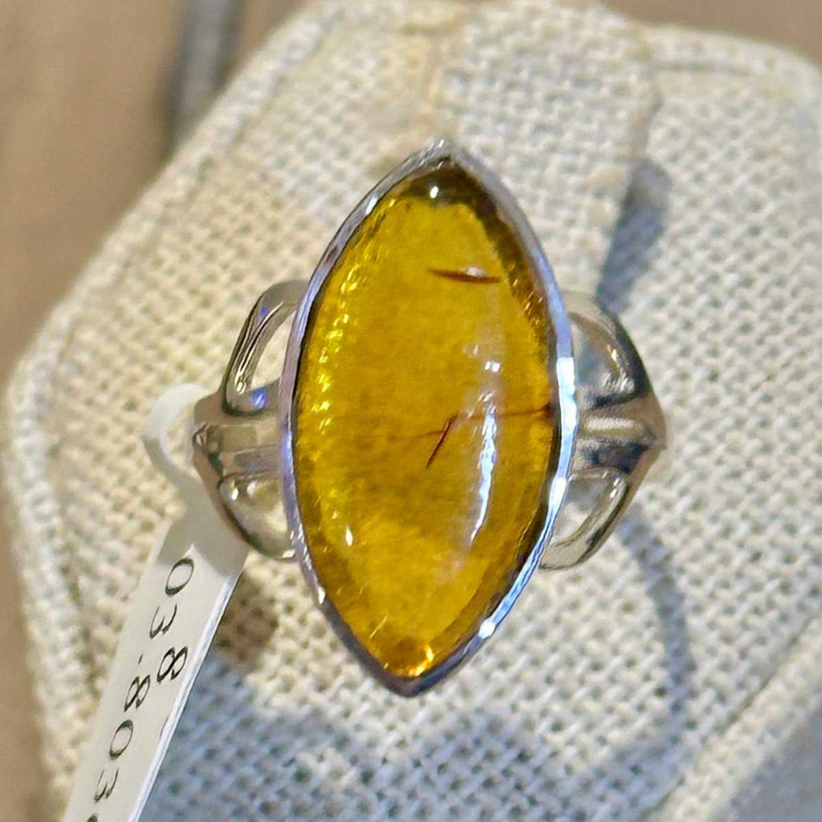 Natural Amber Marquise Filigree Ring – Sterling Silver – Sizes 6, 7, 8, 9 | Rings | Wiccan Center
