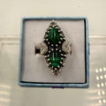 Sterling Silver Double Teardrop Celestial Malachite Ring - Size 5 - Transformative, Protective & Empowering | Rings | Wiccan Center