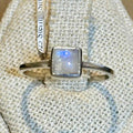 Rainbow Moonstone Square-Bezel Ring – Sterling Silver – Size 8 & 9 | Rings | Wiccan Center