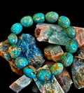 Imperial Jasper Nugget Stretch Bracelet — Natural Turquoise Green Jasper Statement Bracelet (Medium to Large Wrists) | | Wiccan Center