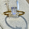 Rainbow Moonstone Emerald-Cut Solitaire Ring – Gold Vermeil – Size 8 | Rings | Wiccan Center