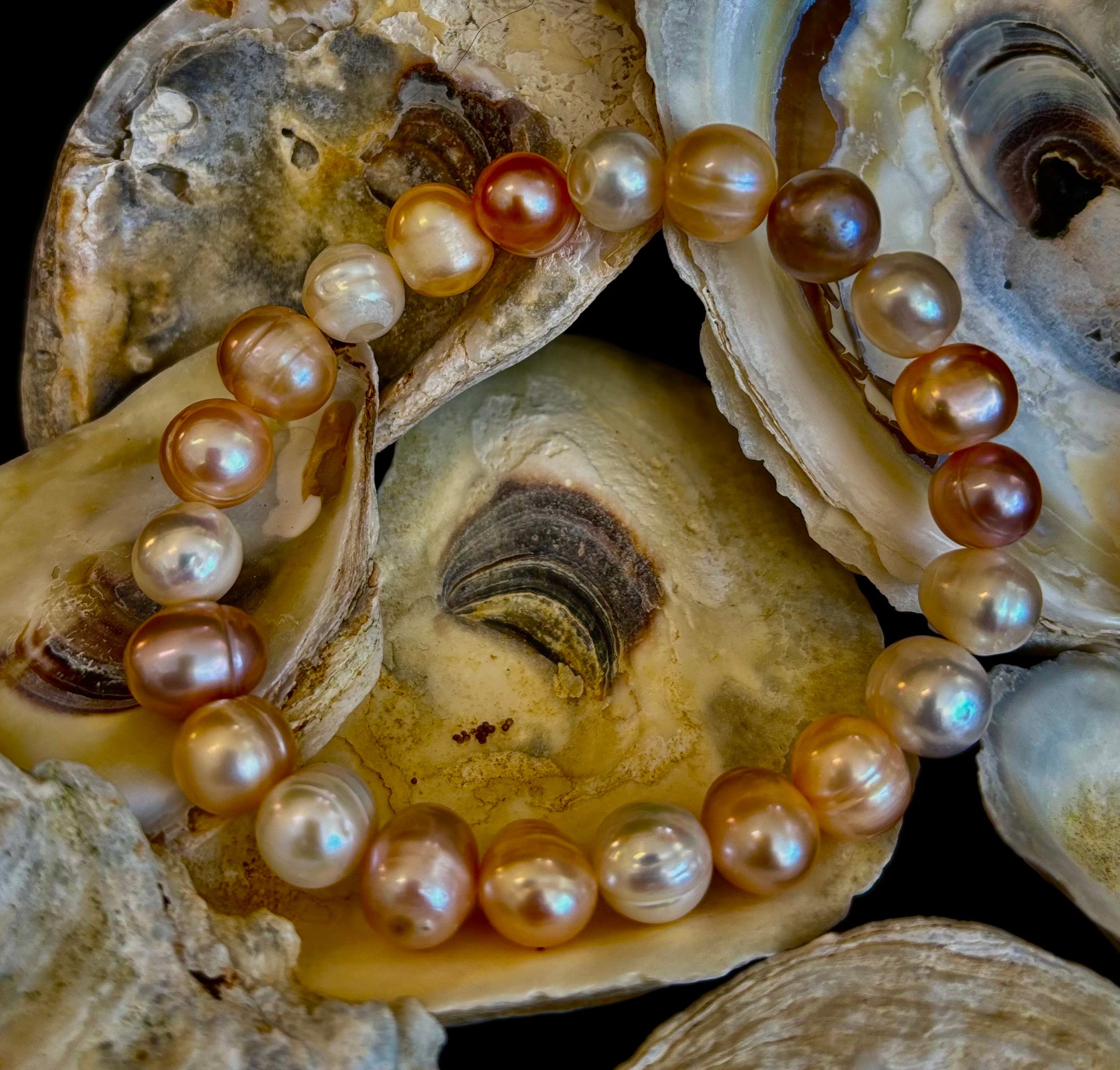 Cultured Freshwater Pearl Stretch Bracelet — Multicolor Baroque Pearl Bracelet for Medium Wrists | | Wiccan Center