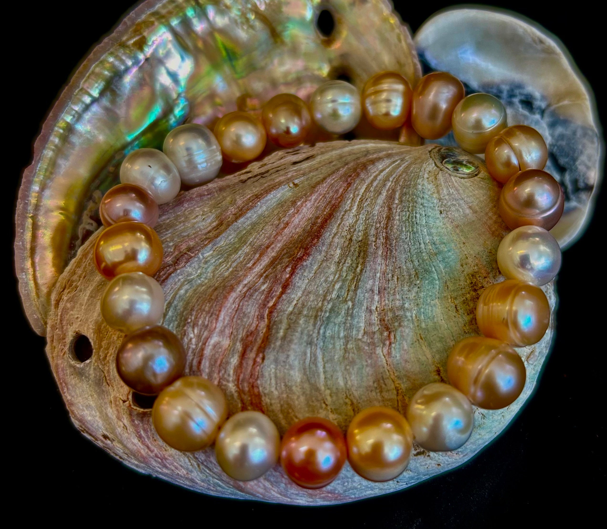 Cultured Freshwater Pearl Stretch Bracelet — Multicolor Baroque Pearl Bracelet for Medium Wrists | | Wiccan Center