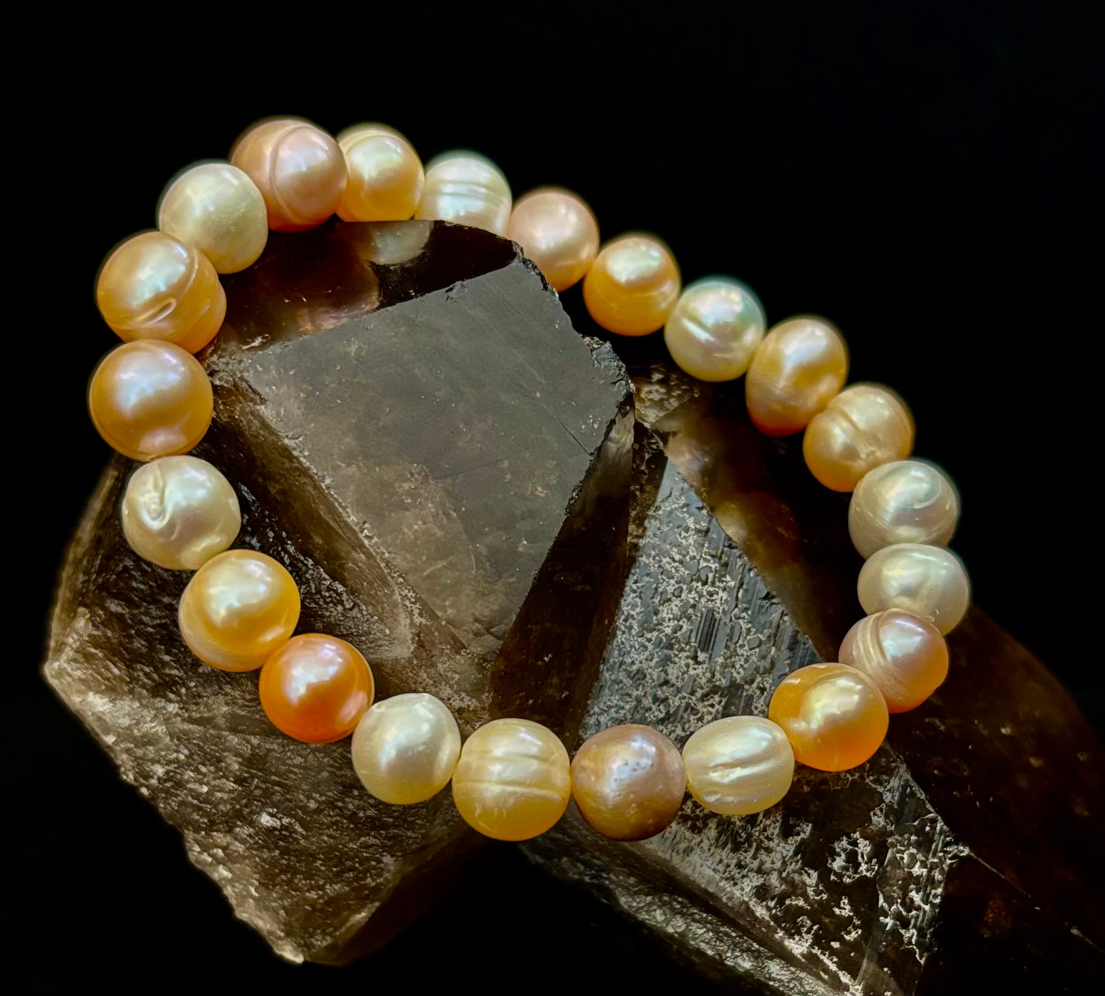 Cultured Freshwater Pearl Stretch Bracelet — Multicolor Baroque Pearl Bracelet for Medium Wrists | | Wiccan Center