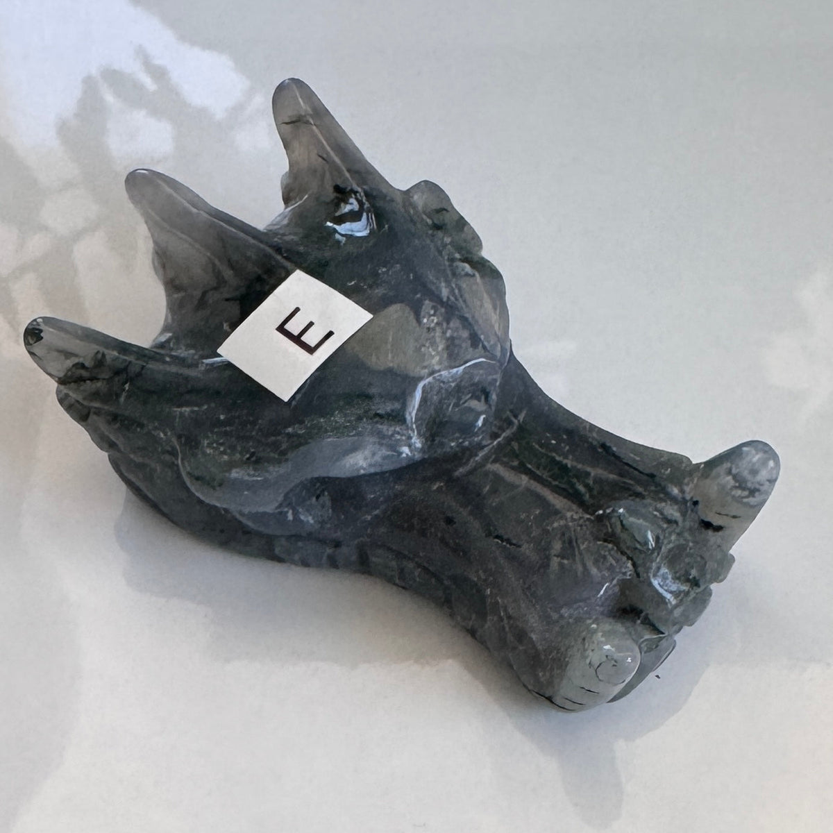 Moss Agate Dragon, You Choose 2-2.5" Crystal Dragon Head Skull for Stable Growth