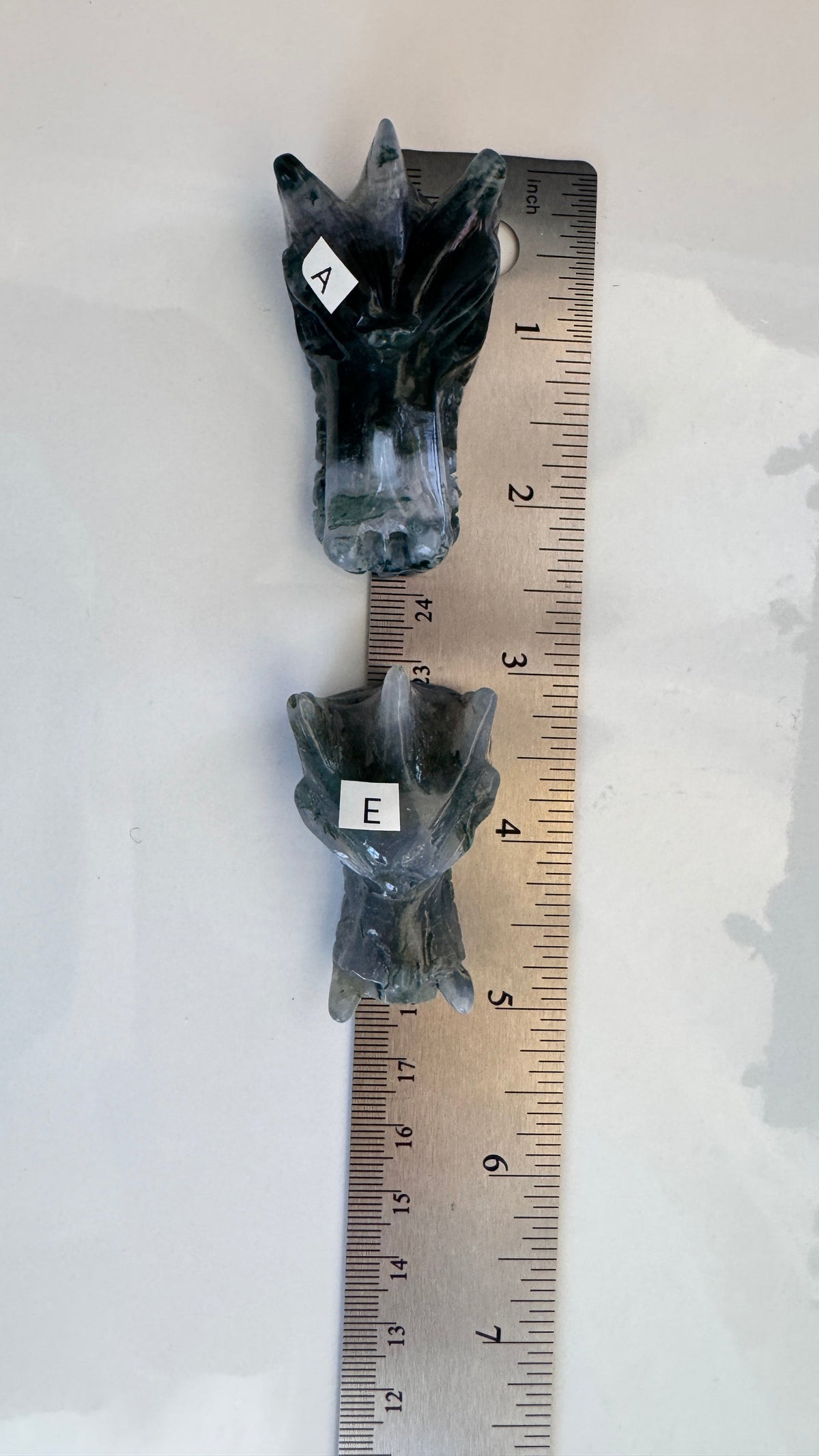 Moss Agate Dragon, You Choose 2-2.5" Crystal Dragon Head Skull for Stable Growth