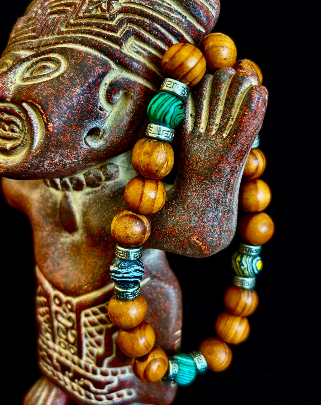 Coconut Palm Wood with Mixed Natural Stones (8.5"-9.5" XL Wrists) | | Wiccan Center