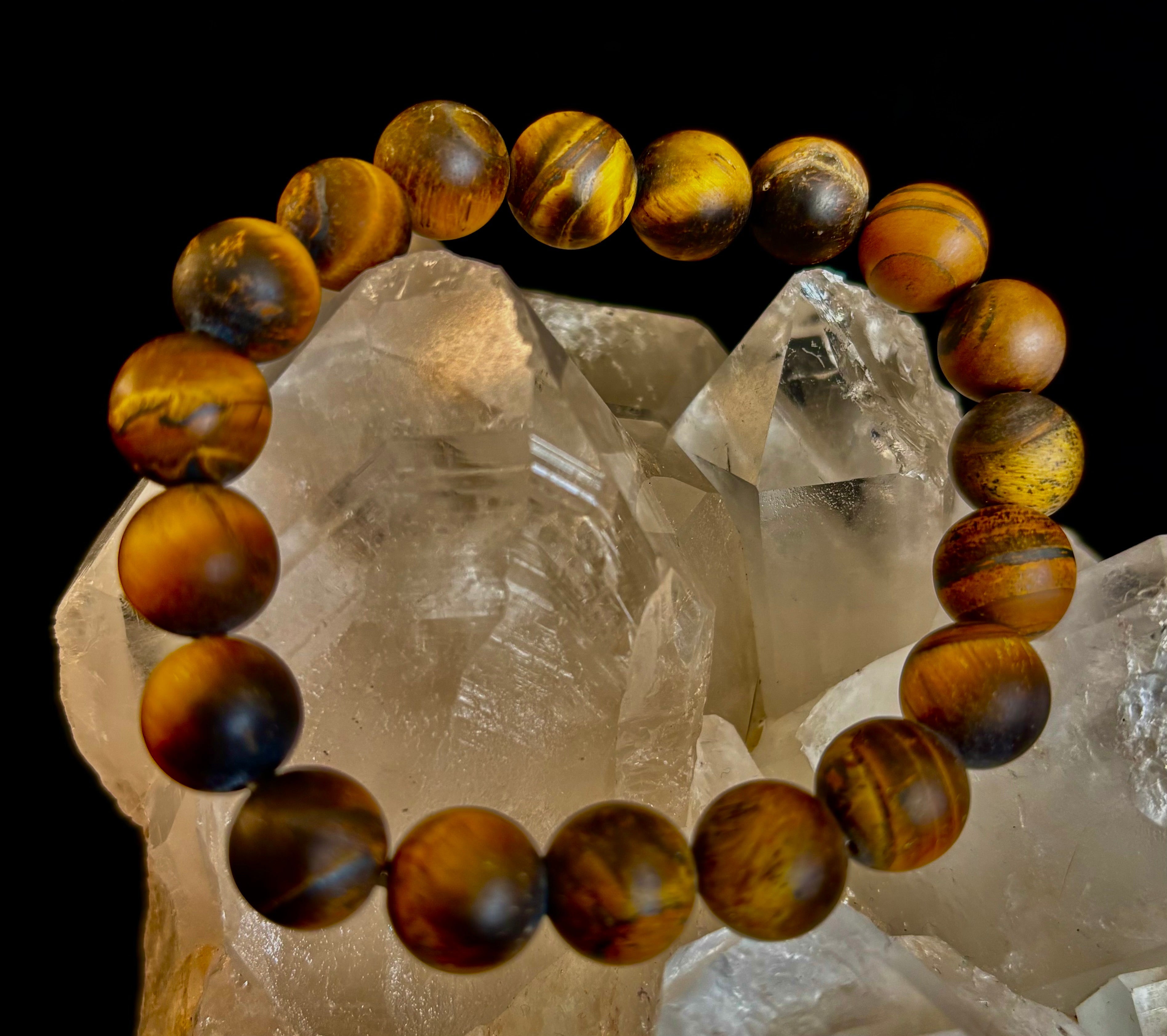 Matte Tiger’s Eye Bracelet — 10mm Genuine Tiger Eye Stretch Bracelet for Strength & Protection | | Wiccan Center