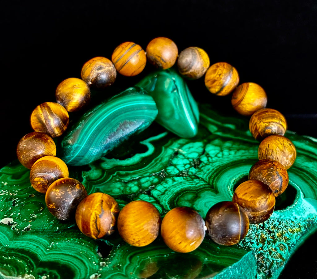 Matte Tiger’s Eye Bracelet — 10mm Genuine Tiger Eye Stretch Bracelet for Strength & Protection | | Wiccan Center