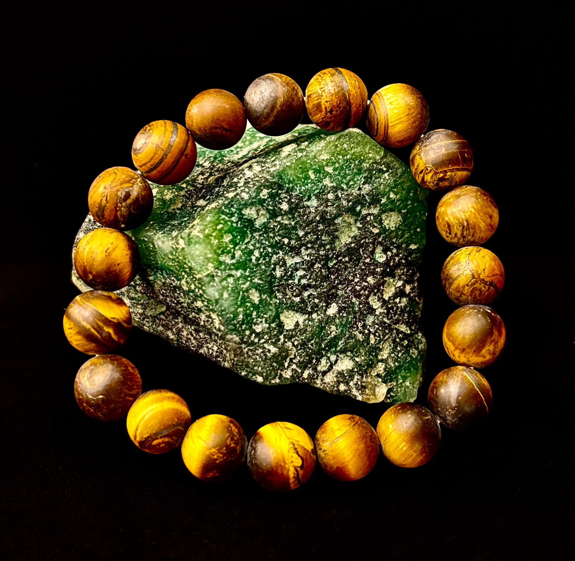 Matte Tiger’s Eye Bracelet — 10mm Genuine Tiger Eye Stretch Bracelet for Strength & Protection | | Wiccan Center