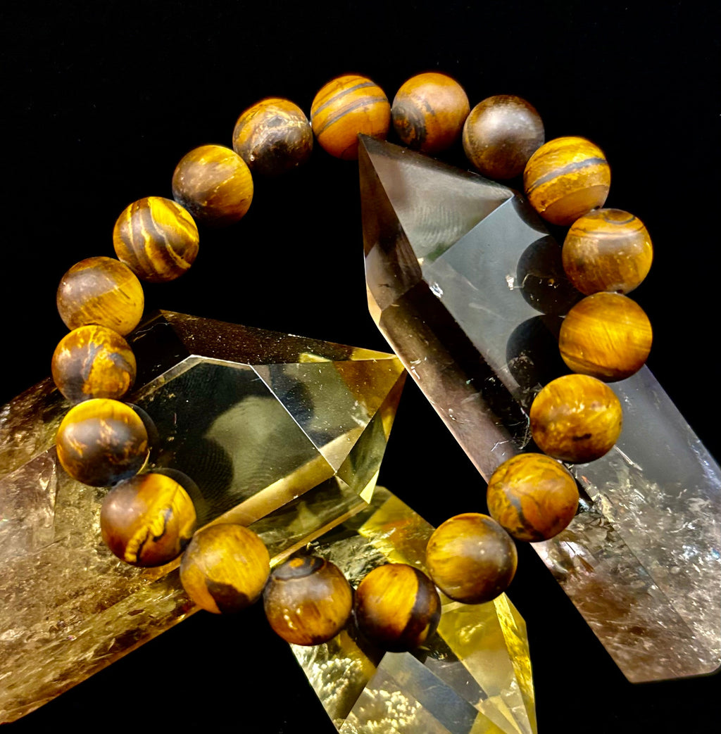 Matte Tiger’s Eye Bracelet — 10mm Genuine Tiger Eye Stretch Bracelet for Strength & Protection | | Wiccan Center