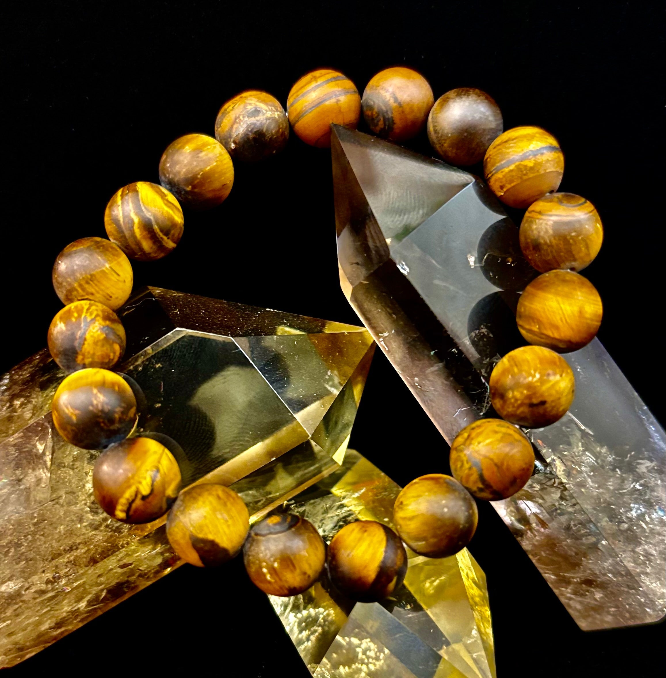Matte Tiger’s Eye Bracelet — 10mm Genuine Tiger Eye Stretch Bracelet for Strength & Protection | | Wiccan Center