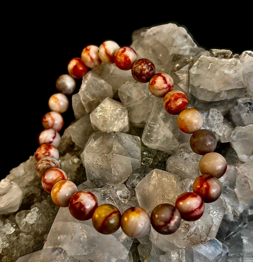 Red Vein Jasper Bracelet — Natural Jasper Healing Stretch Bracelet for Strength & Grounding | | Wiccan Center