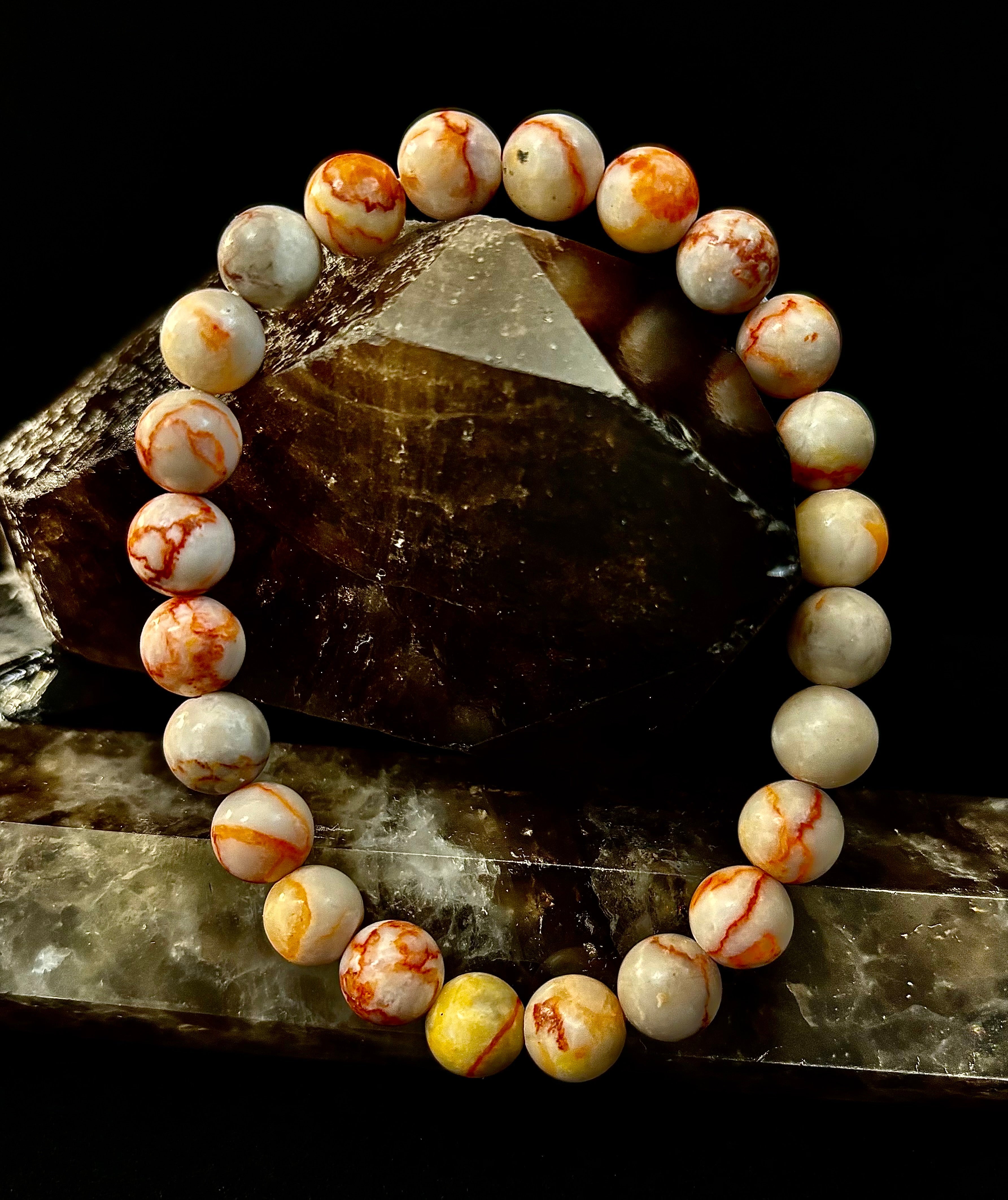 Red Vein Jasper Bracelet — Natural Jasper Healing Stretch Bracelet for Strength & Grounding | | Wiccan Center