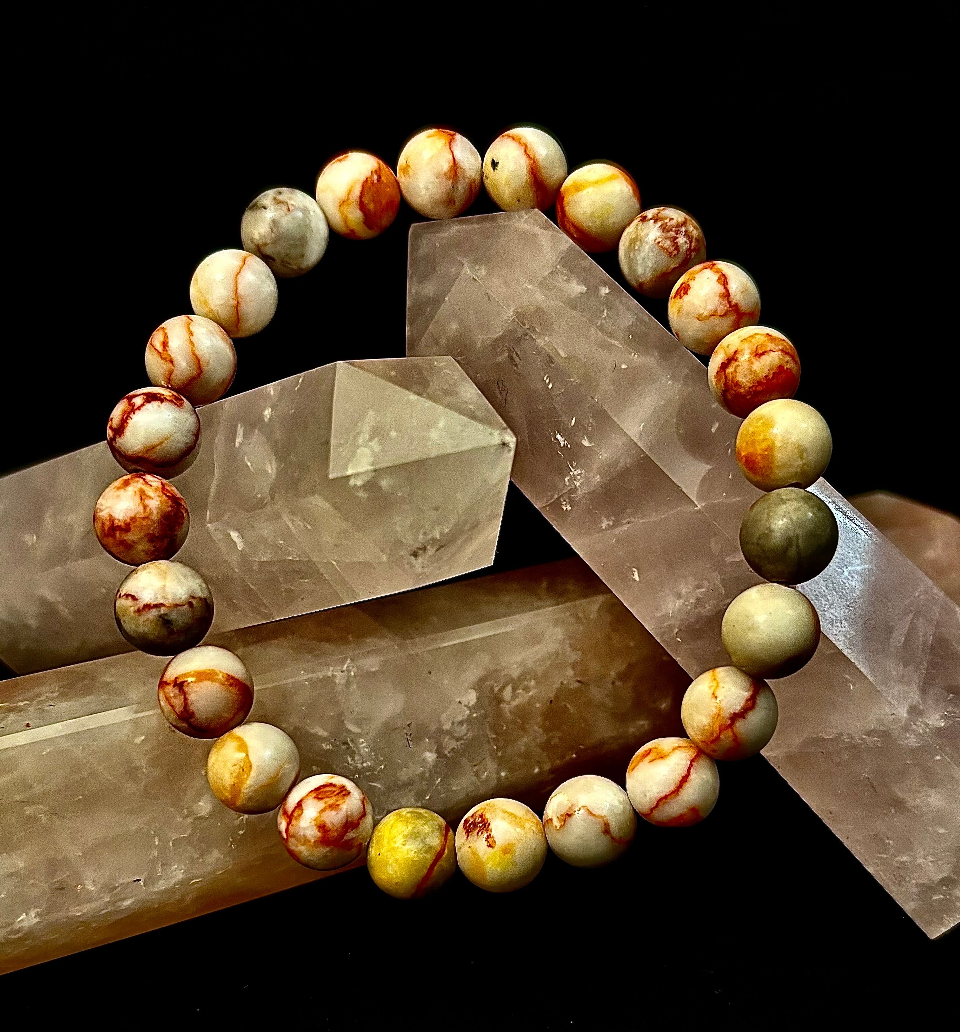 Red Vein Jasper Bracelet — Natural Jasper Healing Stretch Bracelet for Strength & Grounding | | Wiccan Center