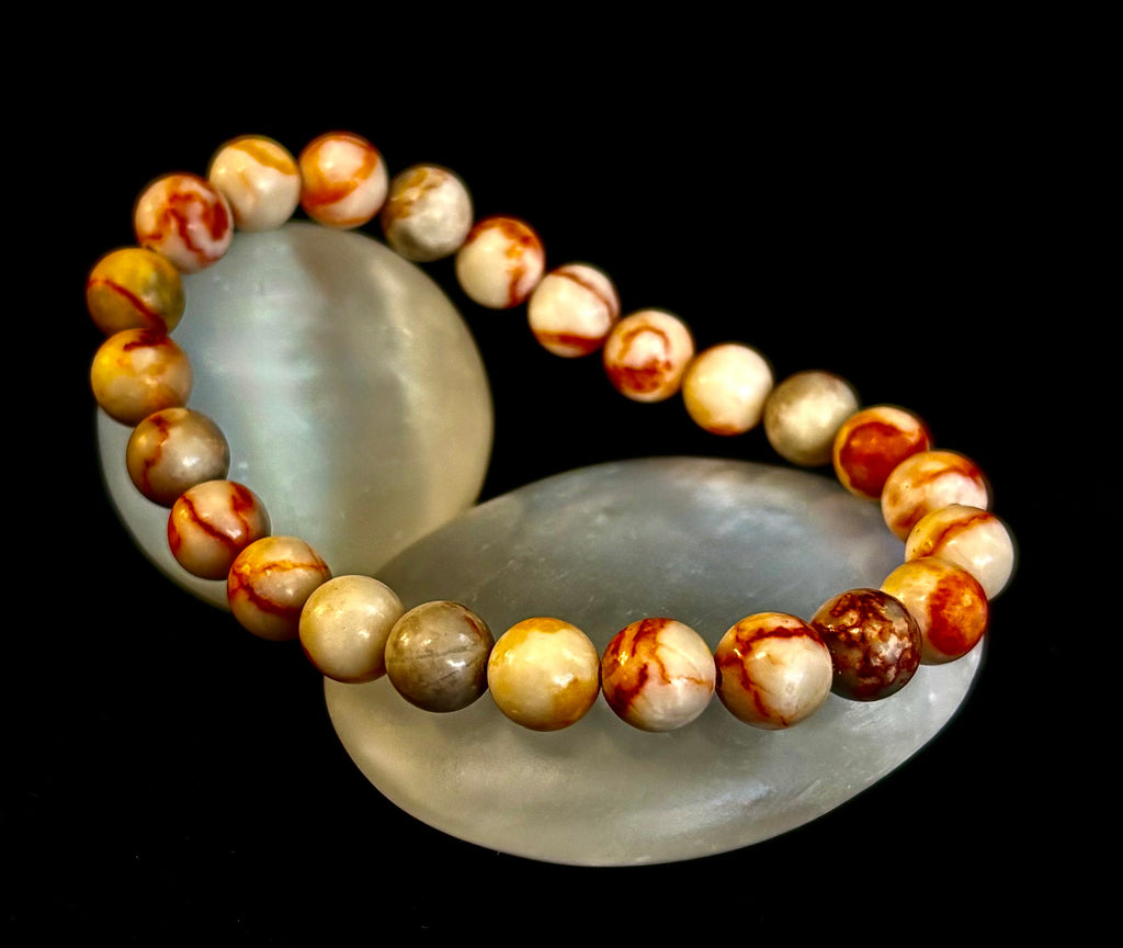 Red Vein Jasper Bracelet — Natural Jasper Healing Stretch Bracelet for Strength & Grounding | | Wiccan Center