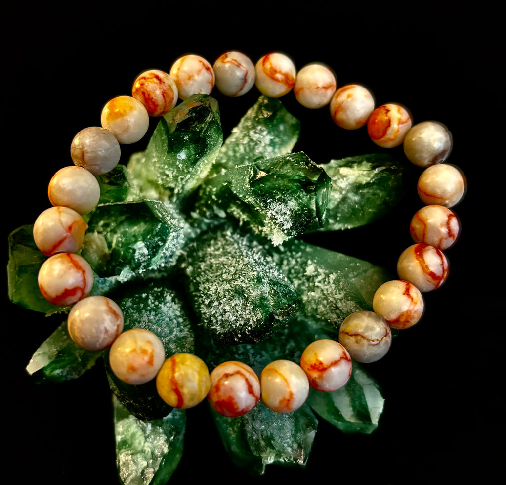 Red Vein Jasper Bracelet — Natural Jasper Healing Stretch Bracelet for Strength & Grounding | | Wiccan Center