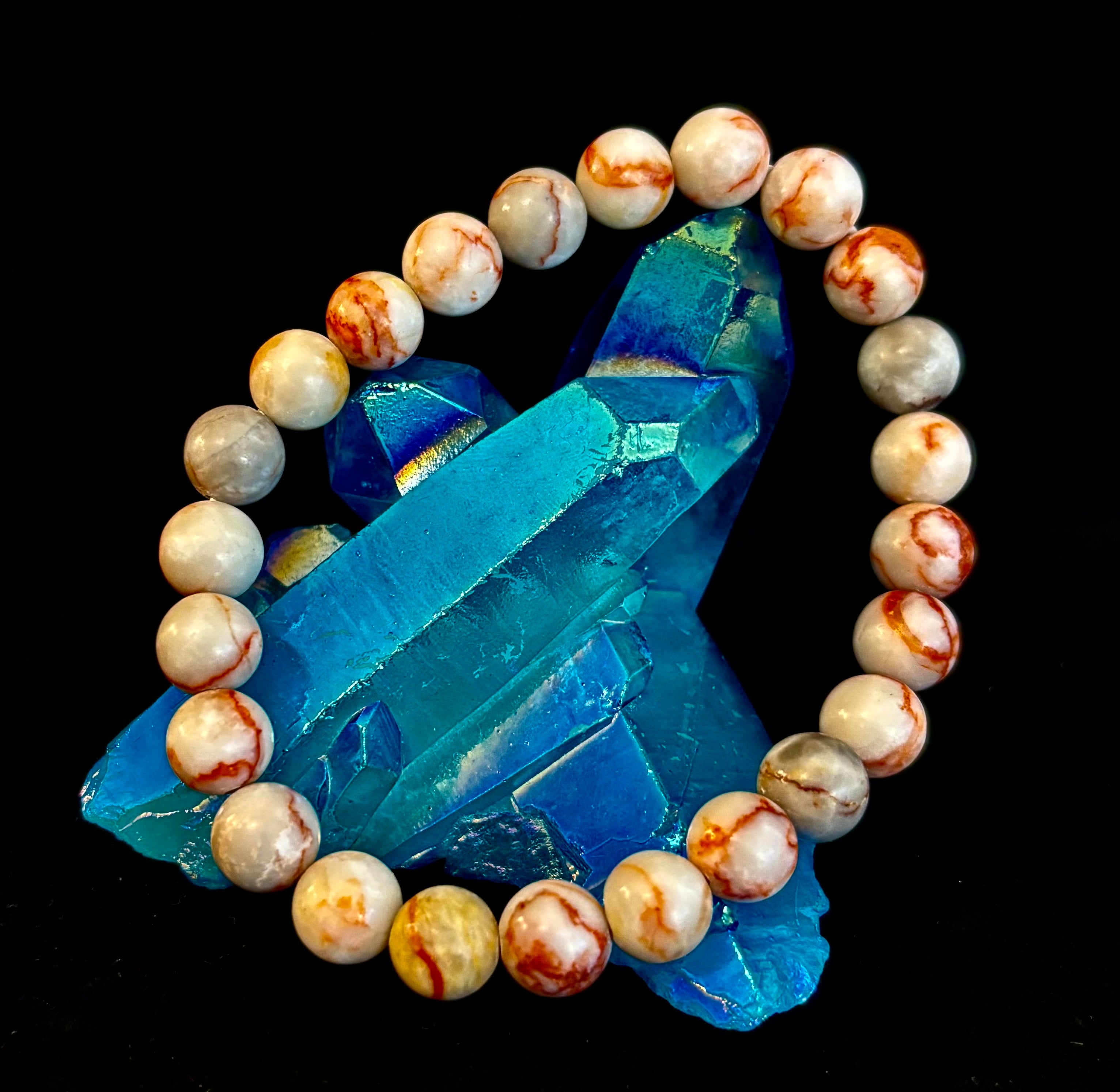 Red Vein Jasper Bracelet — Natural Jasper Healing Stretch Bracelet for Strength & Grounding | | Wiccan Center