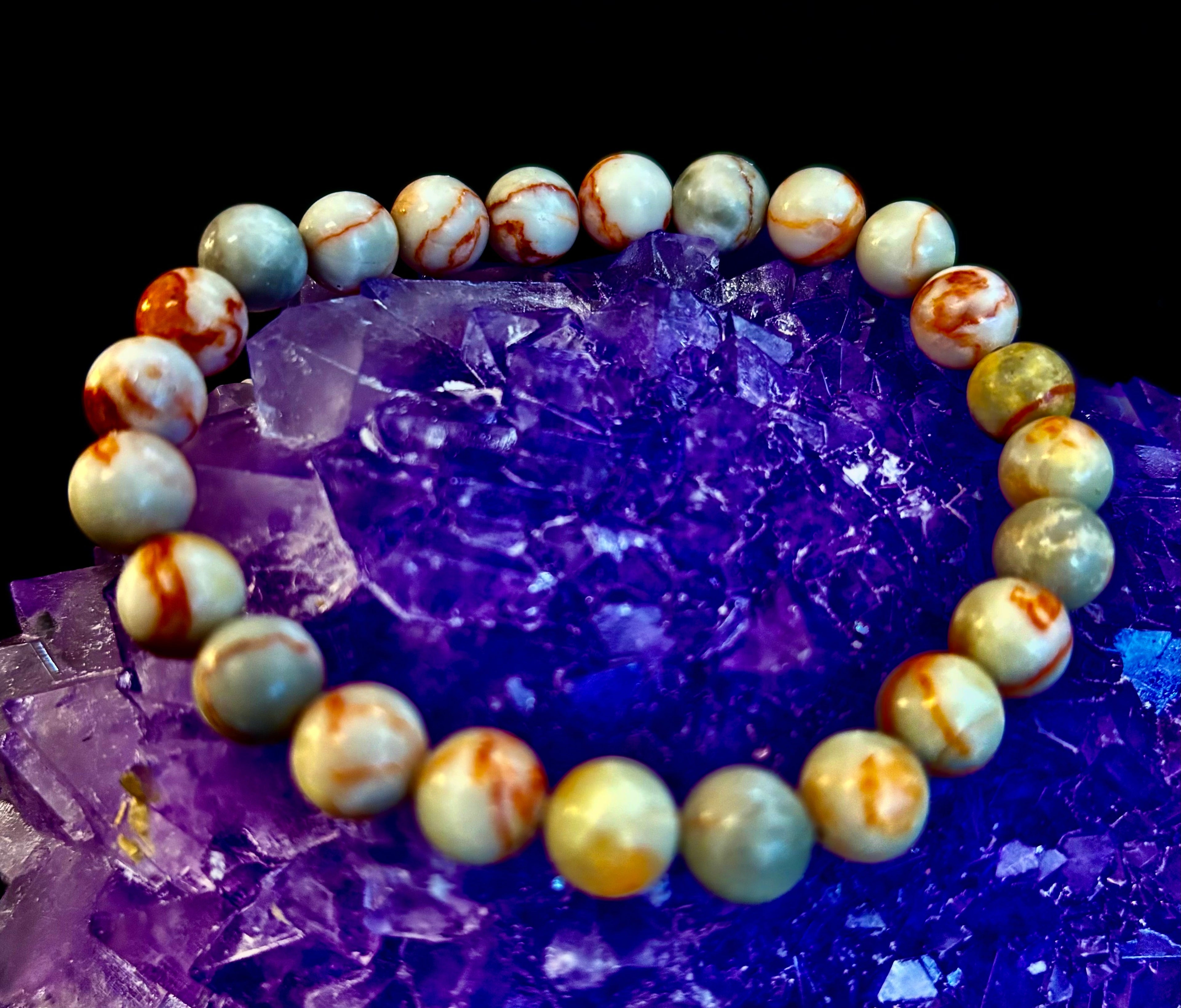 Red Vein Jasper Bracelet — Natural Jasper Healing Stretch Bracelet for Strength & Grounding | | Wiccan Center