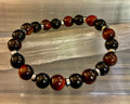 Tiger’s Eye & Black Onyx Power Bracelet — Handmade in Puerto Vallarta Mexico — Protection & Confidence Stone Bracelet for Large Wrists | | Wiccan Center