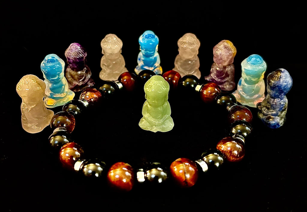 Tiger’s Eye & Black Onyx Power Bracelet — Handmade in Puerto Vallarta Mexico — Protection & Confidence Stone Bracelet for Large Wrists | | Wiccan Center