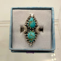 Sterling Silver Double Teardrop Celestial Turquoise Ring - Size 7 - Protective, Calming & Communicative | Rings | Wiccan Center