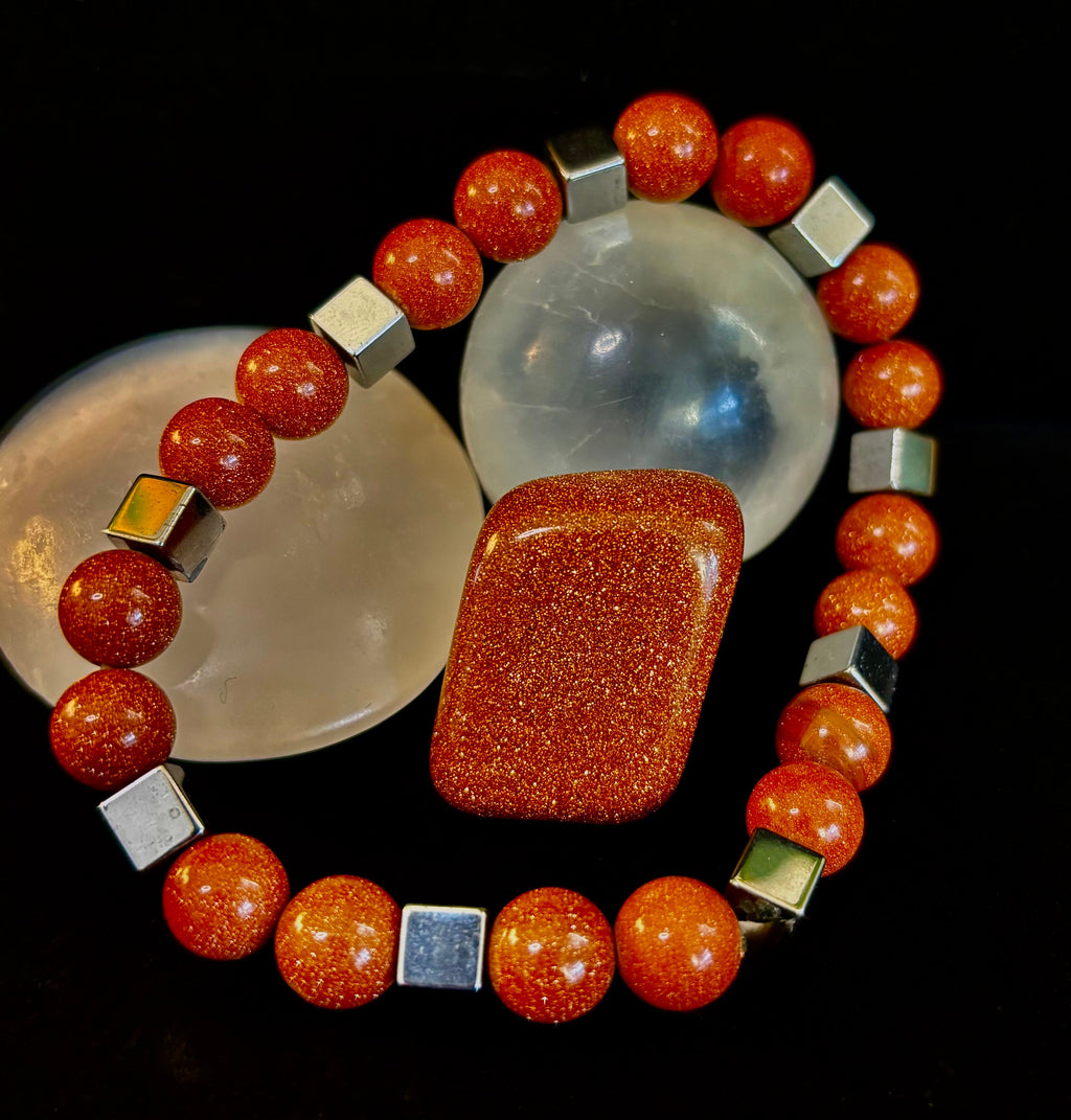 Radiant Energy Goldstone Power Bracelet — Extra-Large Fit | | Wiccan Center