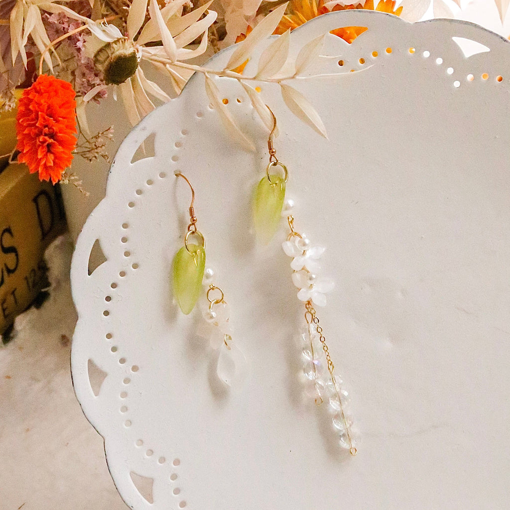 SALE - Glazed Leaf Flower Earrings
