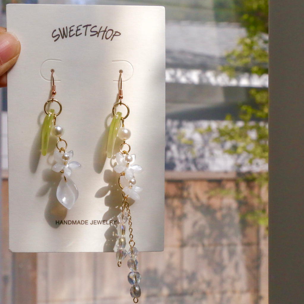 SALE - Glazed Leaf Flower Earrings