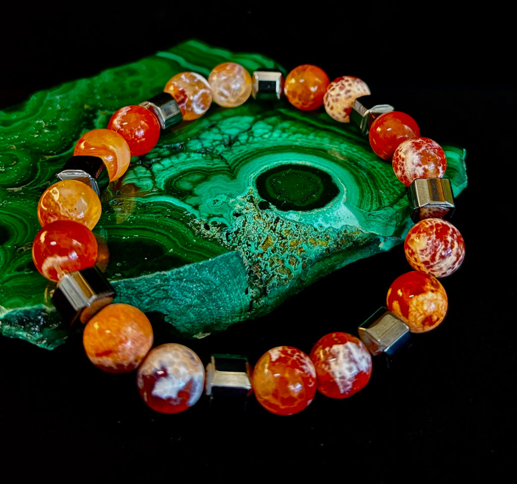 Mexican Fire Agate Power Bracelet — Handmade in Puerto Vallarta, Mexico (Large and XL Wrists) | | Wiccan Center