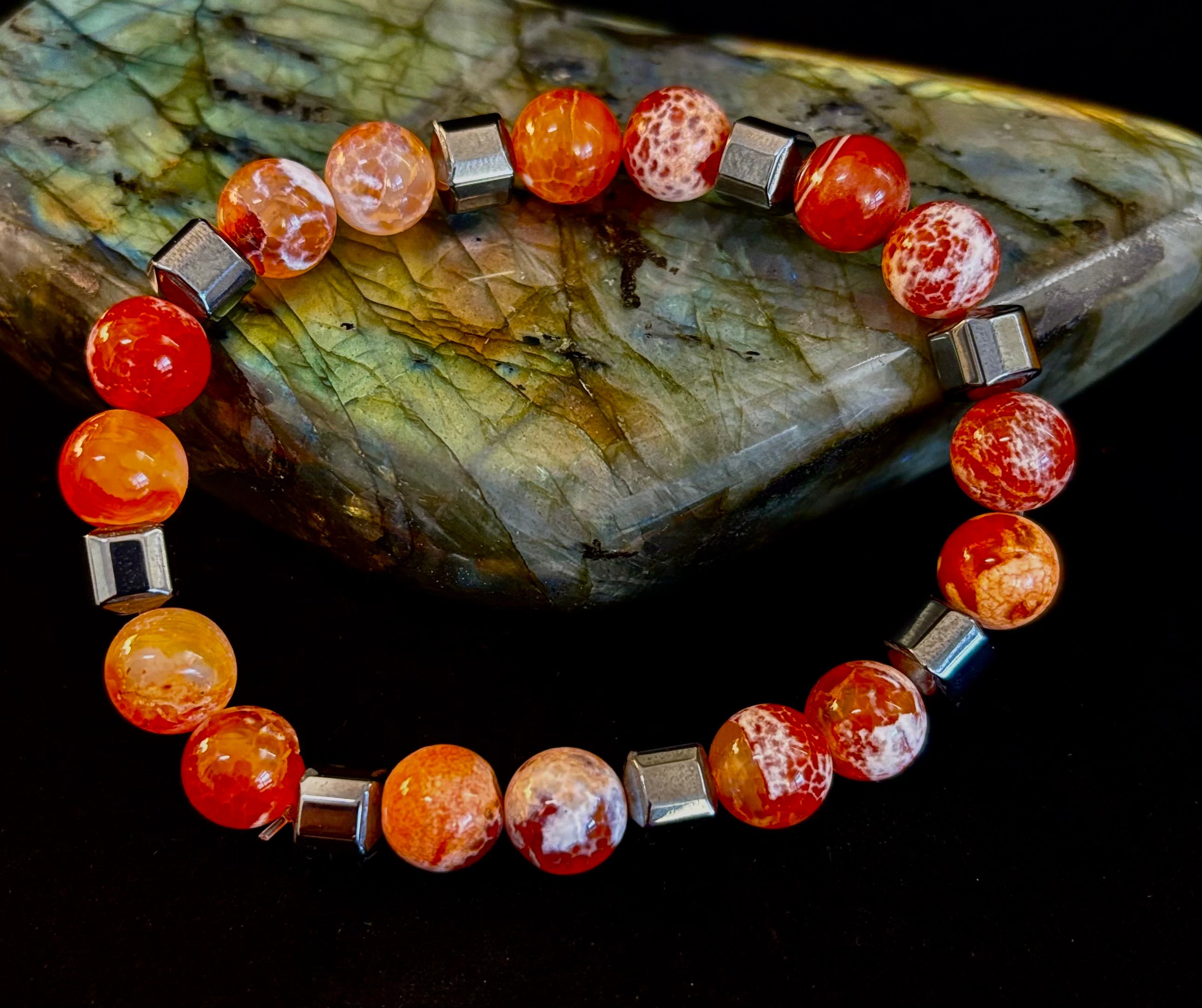 Mexican Fire Agate Power Bracelet — Handmade in Puerto Vallarta, Mexico (Large and XL Wrists) | | Wiccan Center