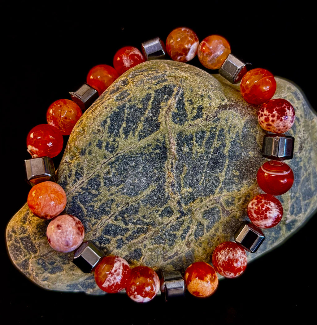 Mexican Fire Agate Power Bracelet — Handmade in Puerto Vallarta, Mexico (Large and XL Wrists) | | Wiccan Center