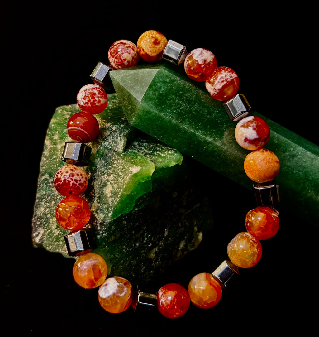 Mexican Fire Agate Power Bracelet — Handmade in Puerto Vallarta, Mexico (Large and XL Wrists) | | Wiccan Center