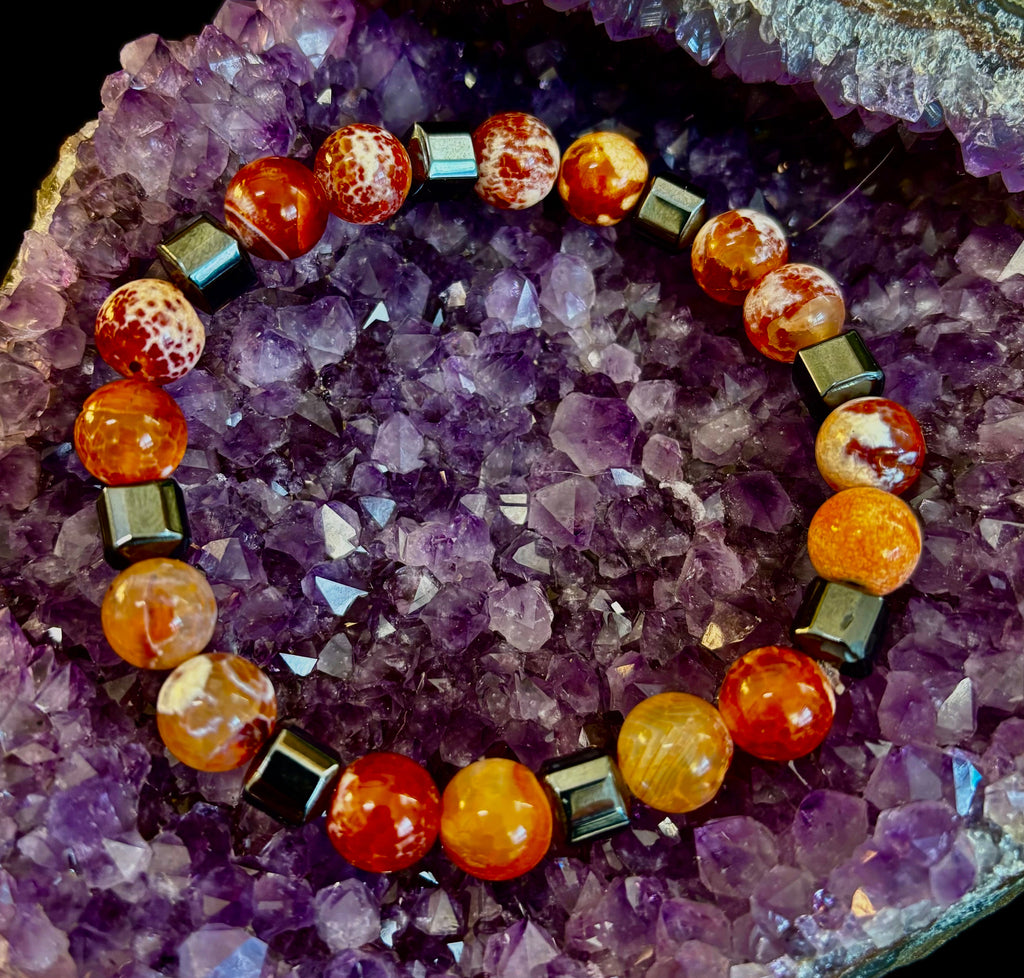 Mexican Fire Agate Power Bracelet — Handmade in Puerto Vallarta, Mexico (Large and XL Wrists) | | Wiccan Center