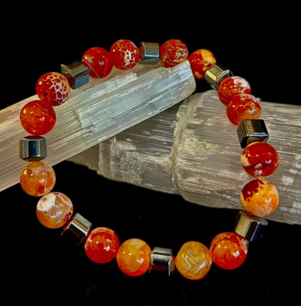 Mexican Fire Agate Power Bracelet — Handmade in Puerto Vallarta, Mexico (Large and XL Wrists) | | Wiccan Center