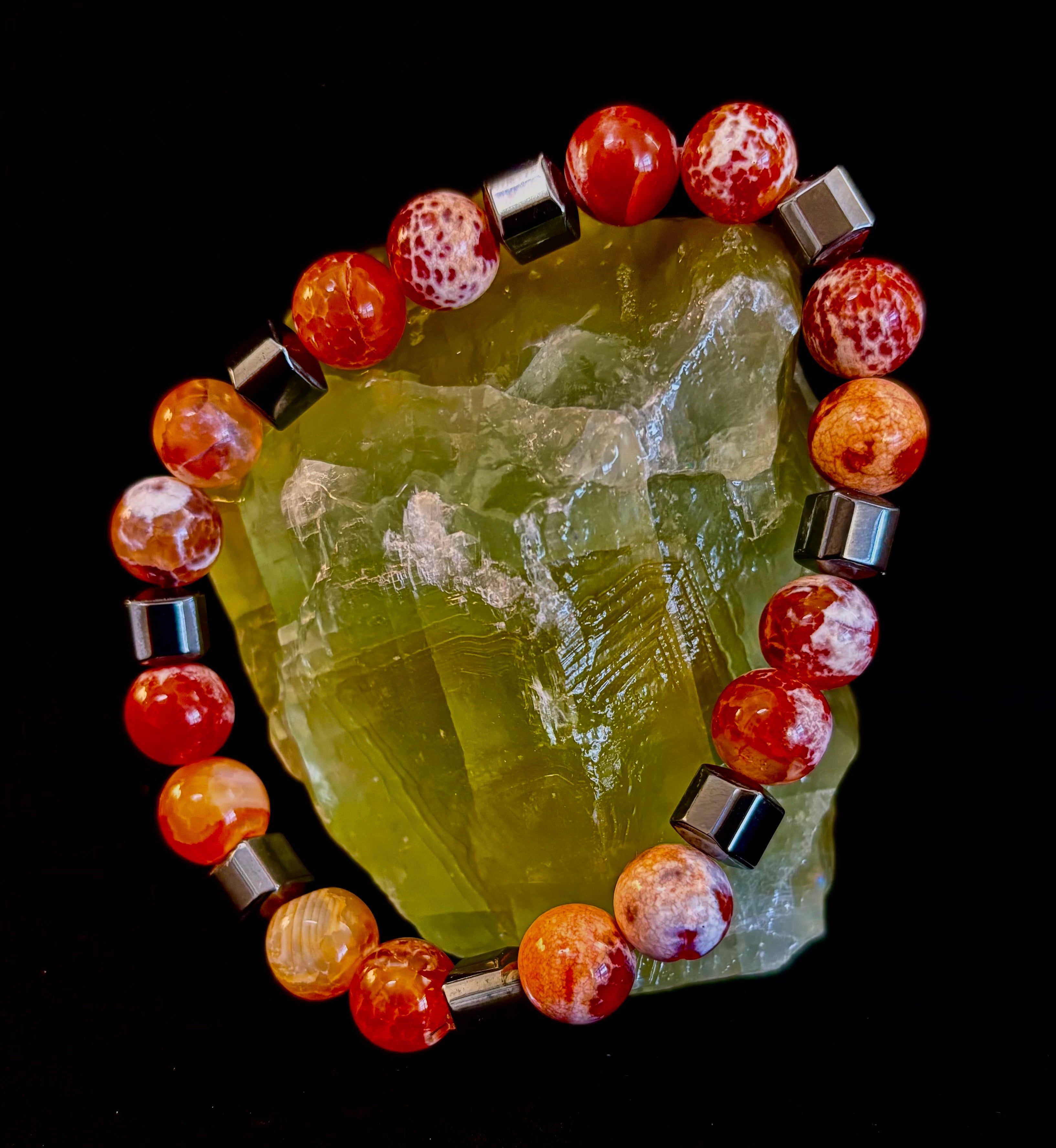 Mexican Fire Agate Power Bracelet — Handmade in Puerto Vallarta, Mexico (Large and XL Wrists) | | Wiccan Center