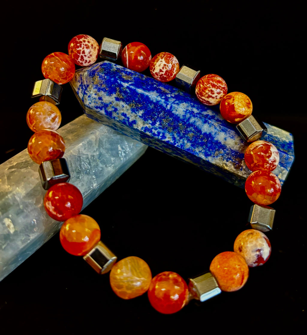 Mexican Fire Agate Power Bracelet — Handmade in Puerto Vallarta, Mexico (Large and XL Wrists) | | Wiccan Center