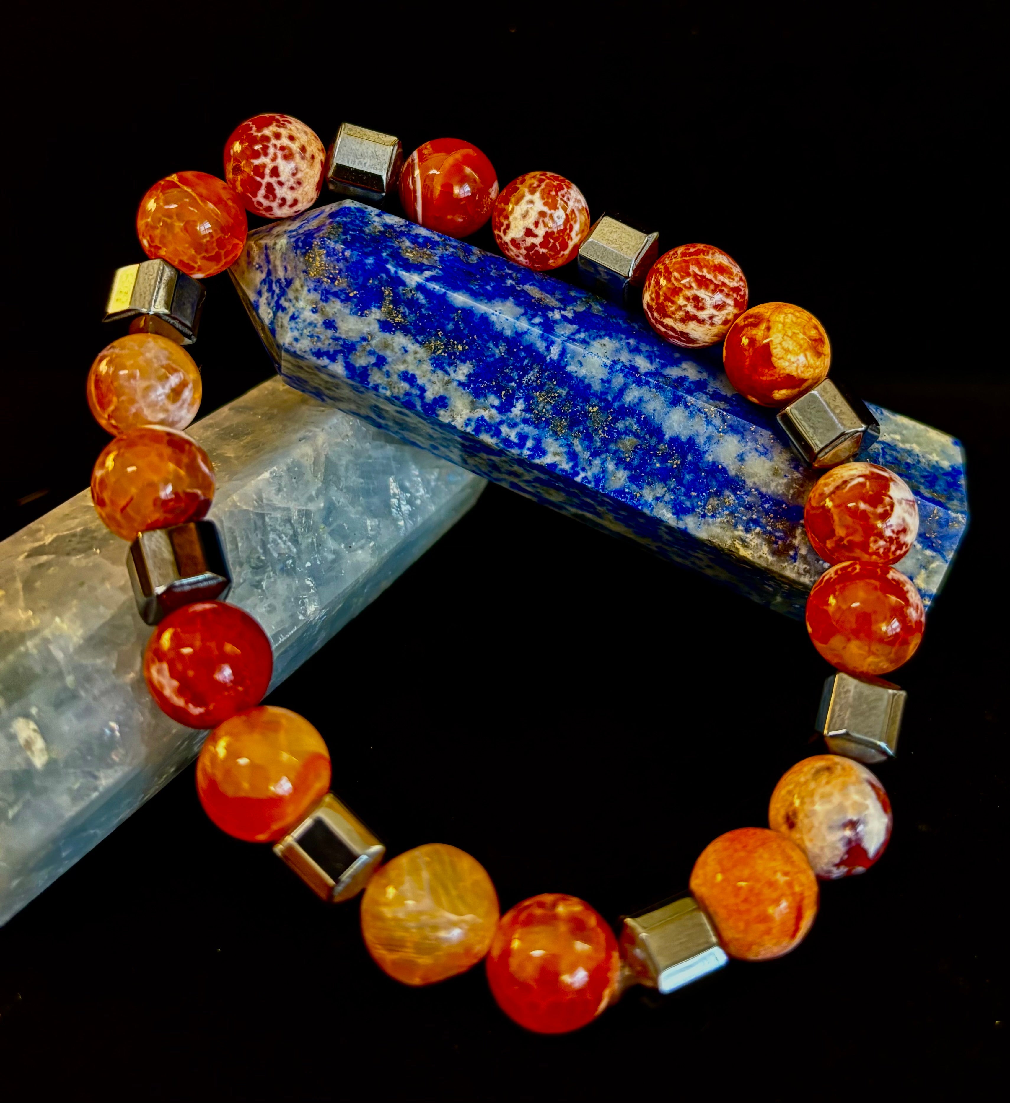 Mexican Fire Agate Power Bracelet — Handmade in Puerto Vallarta, Mexico (Large and XL Wrists) | | Wiccan Center