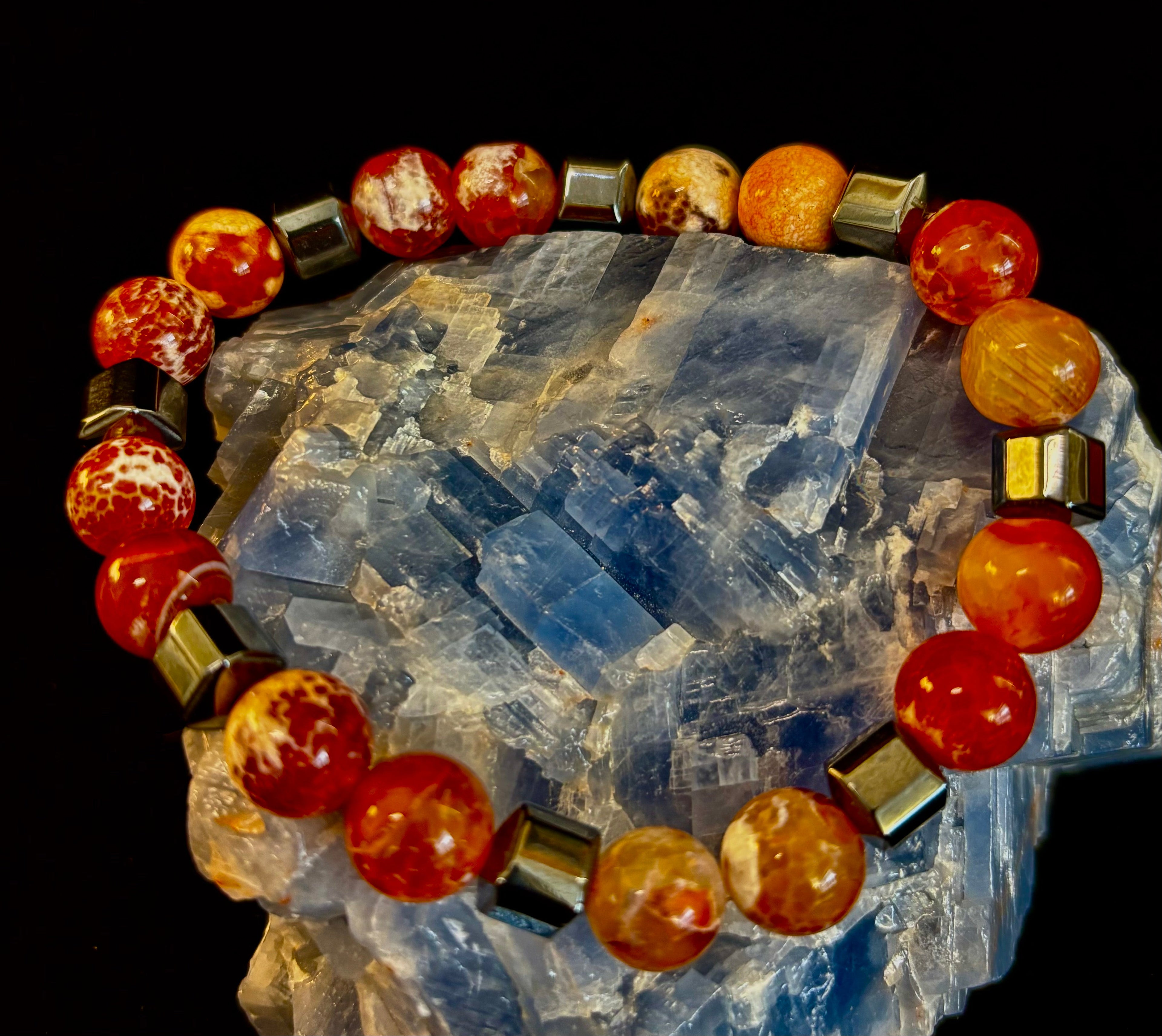 Mexican Fire Agate Power Bracelet — Handmade in Puerto Vallarta, Mexico (Large and XL Wrists) | | Wiccan Center