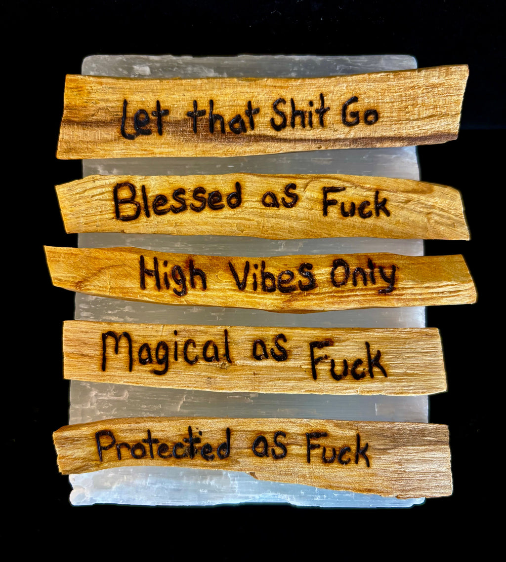Hand-Engraved Palo Santo Smudge Sticks — Sustainable Peruvian Holy Wood with Positive Affirmations & Energy Cleansing | | Wiccan Center
