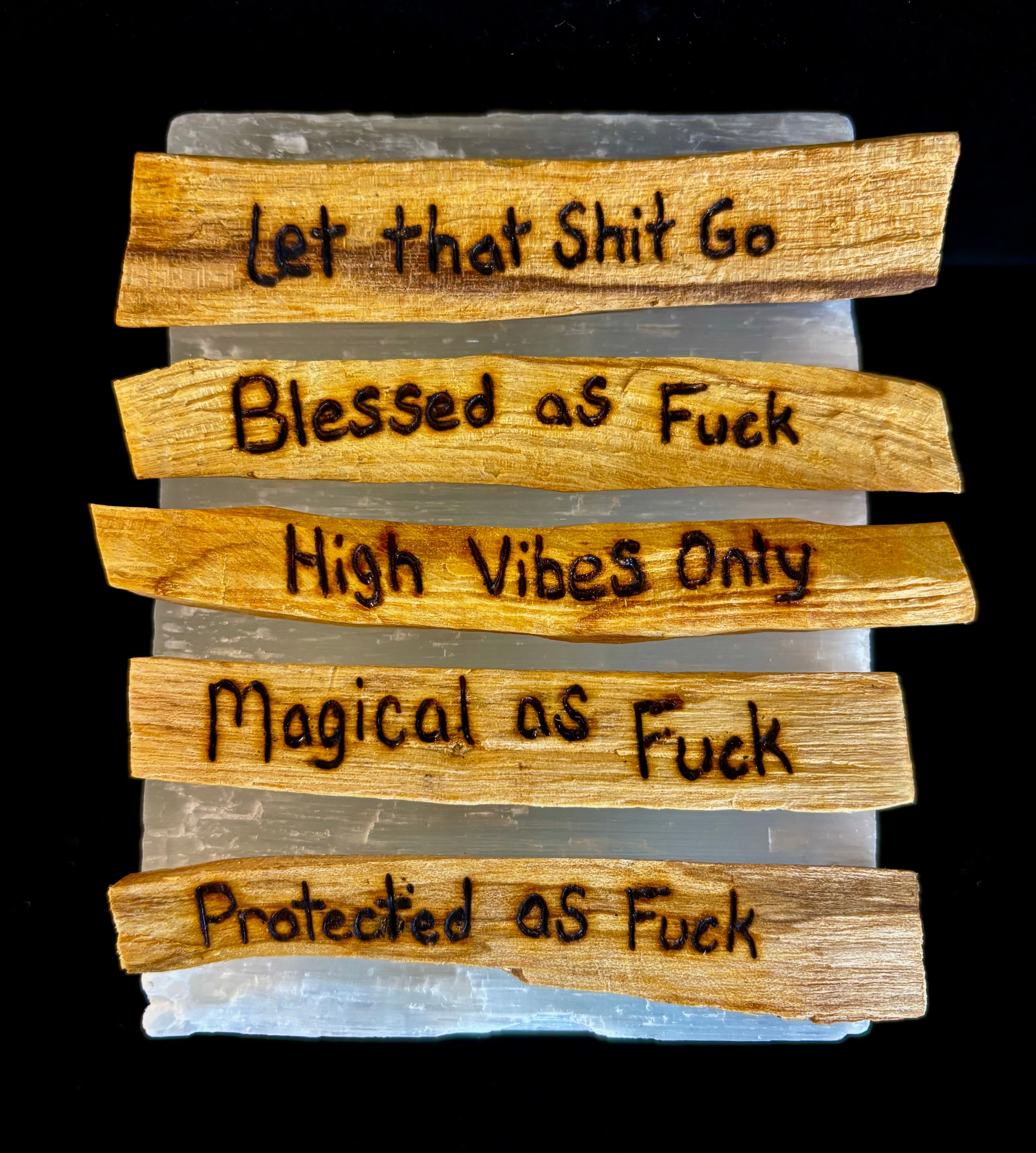 Hand-Engraved Palo Santo Smudge Sticks — Sustainable Peruvian Holy Wood with Positive Affirmations & Energy Cleansing | | Wiccan Center