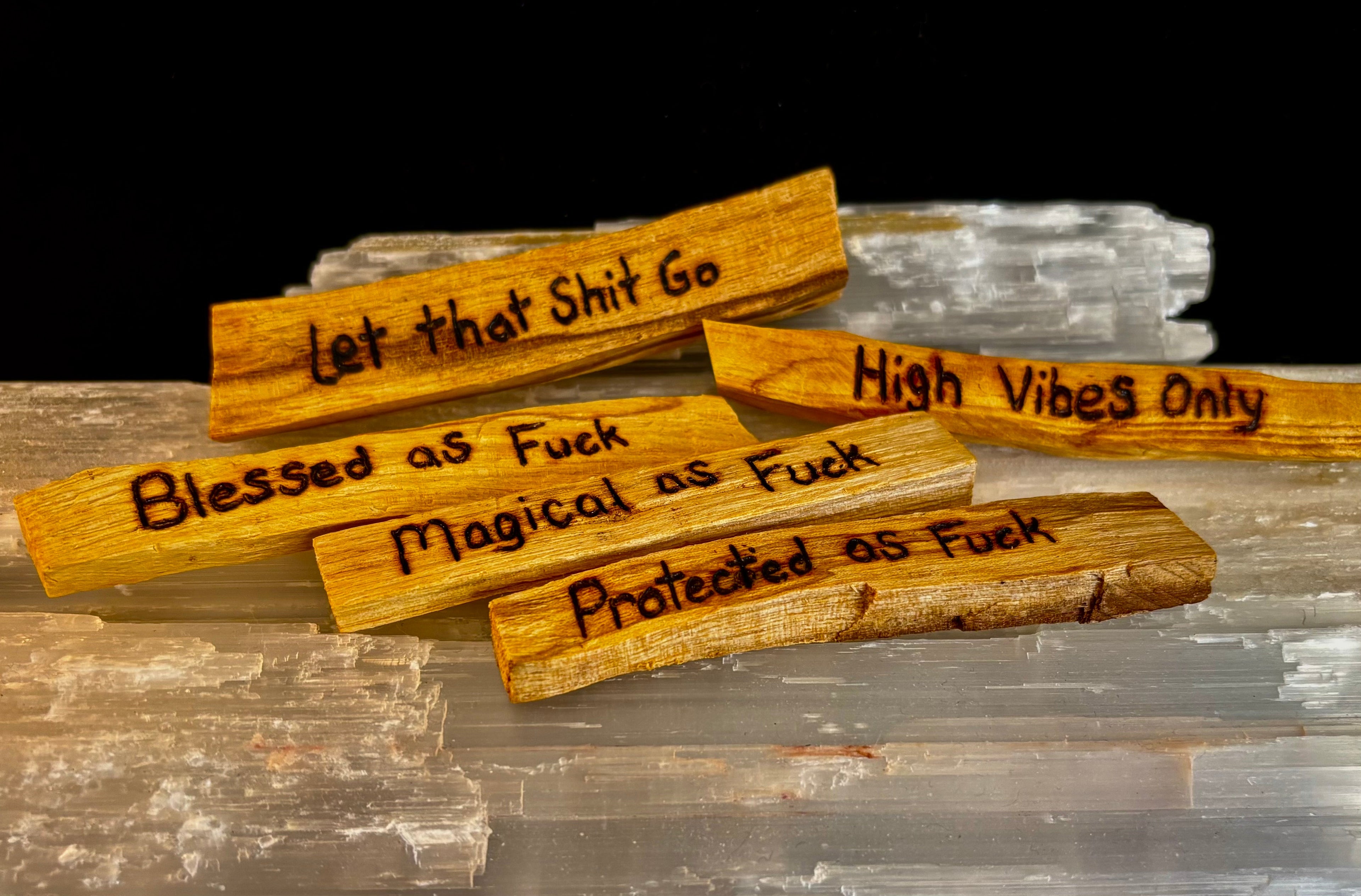 Hand-Engraved Palo Santo Smudge Sticks — Sustainable Peruvian Holy Wood with Positive Affirmations & Energy Cleansing | | Wiccan Center
